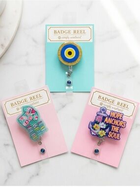 Simply Southern set of three Badge Reels- Pink, Blue, Teal Fun Designs Set.